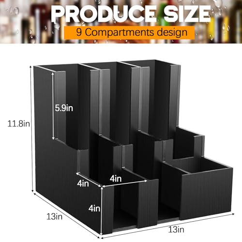 CroBlissful 9 Compartment Pine Wood Vertical Coffee Cup and Lid Dispenser - color: Black, style: Pine Wood