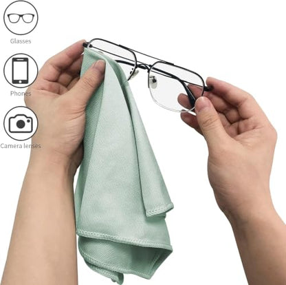 Puomue 6 Pack Microfiber Glass Cleaning Cloth, 16 Inch x 16 Inch, Lint Free Quickly Clean Window, Glasses, Windshields, Mirrors, and Stainless Steel, Green - color: Green