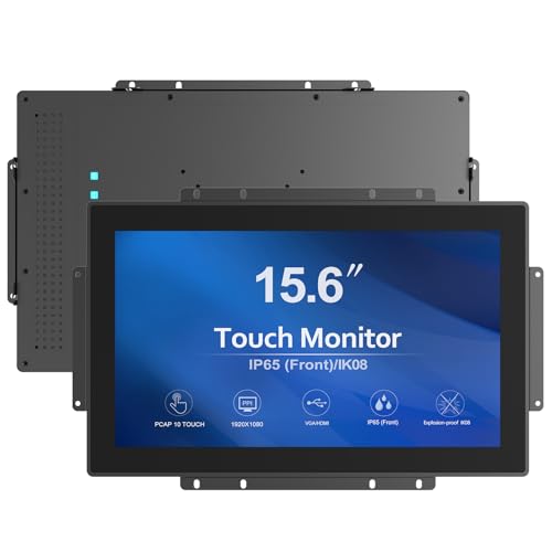 High Brightness 15.6 Inch Industrial Outdoor Open Frame Touch Screen Monitor Wall Mount Embedded Touch Monitor - VGA+HDMI+DVI Port - 16:9 - size: 15.6 IN