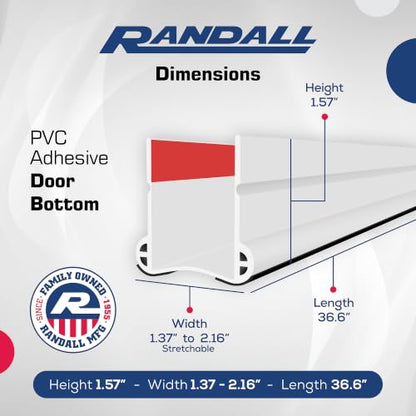 Flexible Adhesive PVC Door Bottom – 36” Long | Fits Standard 1 3/4” Doors | White Self Stick Under Door Draft Stopper | Weather Stripping Seal for Noise, Dust, Air & Bug Protection - size: 36" White
