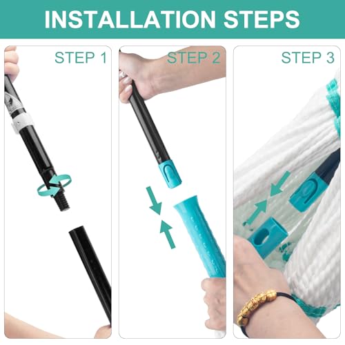 KeFanta Self Wringing Twist Mop with 57 " Long Handle, Easy Wring mop - color: Teal (1 Handle & 1 Mop Head)