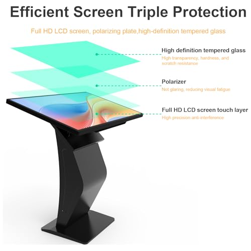 32 Inch Touch Screen Kiosk, 10pt PCAP Touch Screen Digital Signage, Plug&Play K-Style Indoor Digital Signage, Interactive LCD Display Signage, CMS/U-Disk Publish Content, Split Screen, Android 11 - color: 32"+Black (Android OS)