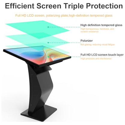 43 Inch Touch Screen Kiosk, 10pt PCAP Touch Screen Digital Signage, Plug&Play K-Style Indoor Digital Signage, Interactive LCD Display Signage, CMS/U-Disk Publish Content, Split Screen, Android 11 - color: 43"+Black (Android OS)