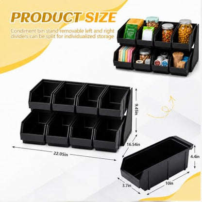 Novabright 8 Compartment Serve Condiment Bin Self Serve Condiment Packet - style: 8 Bin 2 Tier