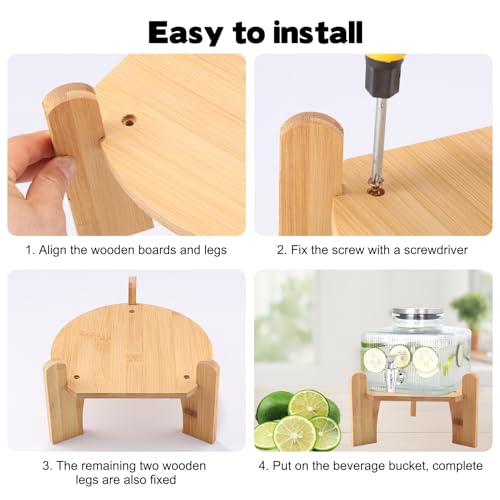 Wooden Drink Dispenser Stand, Beverage Dispenser Stand and Water Jug Holder, Drink Stand for Families, Parties and Catering Events, Fit Max 9 Inch Glass Water Pitcher Water Filter Bottle