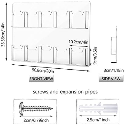 Eersida 2 Pack Acrylic Pamphlet Holder Wall Mount, 10 Pockets 15 x 21'' - color: 10 Pockets, size: 15''x21''