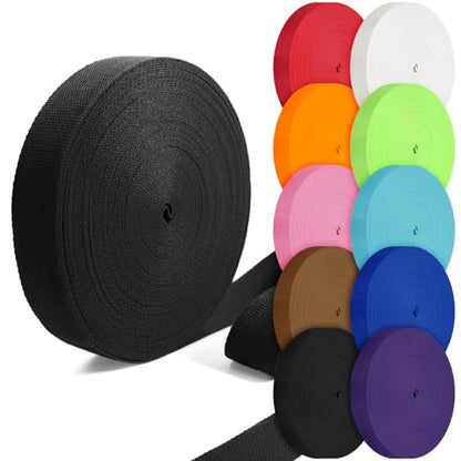 Cotton Webbing 1 inch 1.5 inch 2 inch Webbing Tote Strap Canvas Straps for Bags, 10 25 50 3.3 Yards Cotton Polyester Webbing - color: Black, size: 1 Inch x 50 Yards