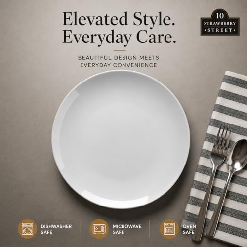 10 Strawberry Street 10.5" Catering Coupe Dinner Plate, Set of 12,White - size: 10.5" Dinner, style: Coupe