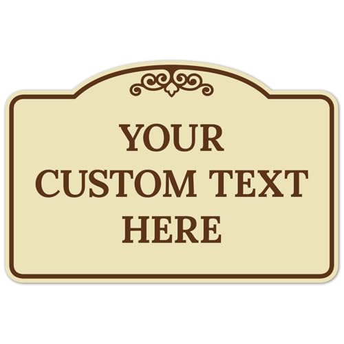 Custom Decorative Sign, Personalized Metal Sign for Business, Driveway, Home, Office Door Plaque, Brown Border Sign, 12x18 Inches, ACM, Made in USA by Sigo Signs - color: Brown Border, size: 12x18 ACM