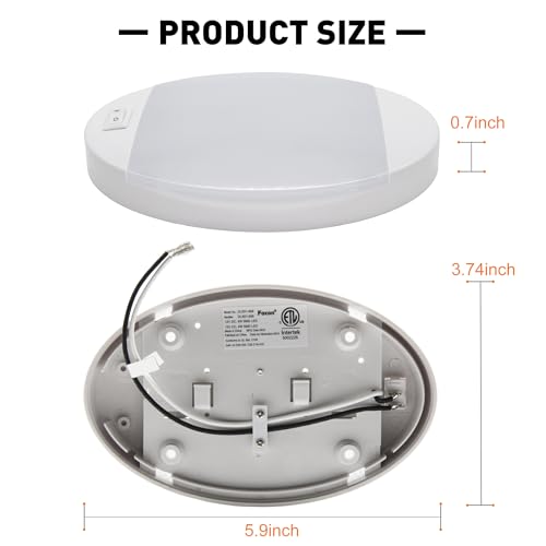 Facon 12V RV Oval Pancake Light, Length: 6'', 4000K Nature White Light, 12Volt Interior RV Ceiling Dome Light with On/Off Switch, for RV Motorhomes Camper Caravan Trailer Boat - size: Switch Only, 1 Pack