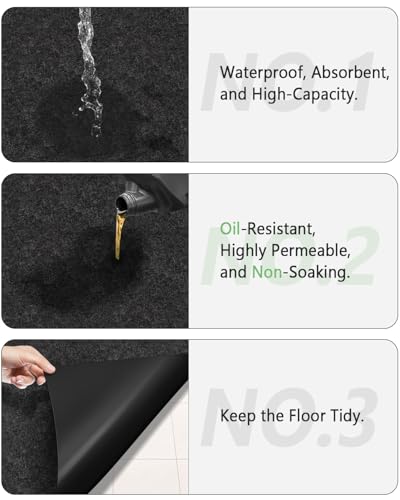 Oil Spill Mat for Garage Floor Under Car - 24x36 Inches Oil Splash Pad, Garage Driveway Oil Drip Mat, Oil Absorbent Mechanic Floor Mat for Motorcycle, Garage, Refrigerator, Golf Cart, Basement