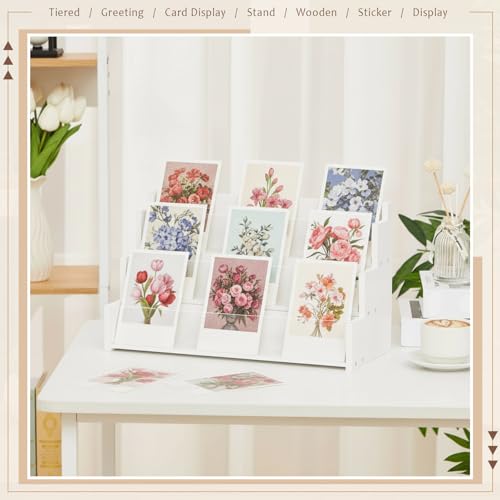 Yuntau 3 Tier Greeting Card Display Stand, White - color: White, size: 3 Tier