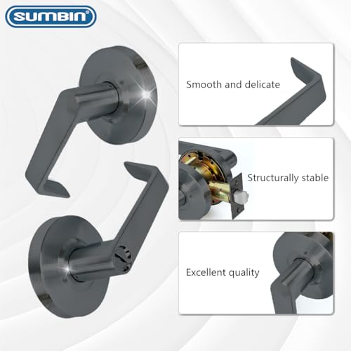 Ansi Grade 2 UL Fired Rated Commercial Heavy Duty Privacy Door Lever Lockset, ADA, Matt Black Finish - color: B400 Privacy RB