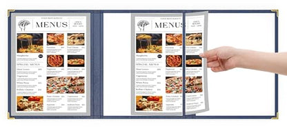 10 Pcs Blue Menu Cover 8.5x14, 3 Page 6 View, Trifold, Crystal-Clear - color: blue, size: Trifold - 8.5" * 14"