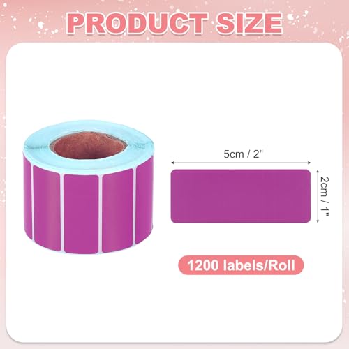 PATIKIL Thermal Labels Self-Adhesive 1x2 Purple 1200Pcs - color: Purple, size: 1 x 2 Inch