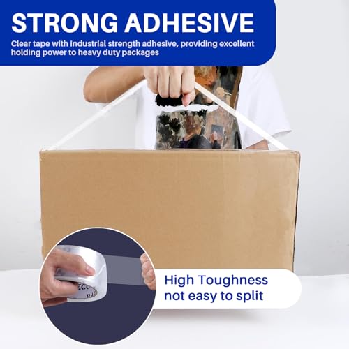 RAZCC Clear Packing Tape, 18 Rolls Heavy Duty Packaging Tape with Dispensers for Packing Shipping Moving and Sealing, Thicker Packing Tape-2" x 65 Yards Per Roll, 1170 Total Yards - size: 2"-18 Rolls