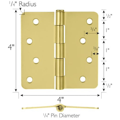Design House Interior Door Hinge, 4", Satin Brass - color: Satin Brass