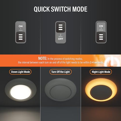6 Inch LED Low Profile Disk Light with Night Light, 120VAC, 15W, 5CCT Color Changing, 1000LM, Dimmable, ETL, Shower Wet Rated Screw in Flush Mount Ceiling Light, White/8 Packs - color: 8 Packs 5CCT White With Night Light, size: 6inch
