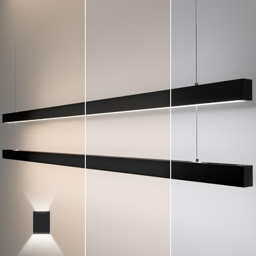 8FT LED Linear Light,100/90/80/70/60W Up and Down Light, 3/4/5000K CCT,ETL - color: Black, size: 8FT2P