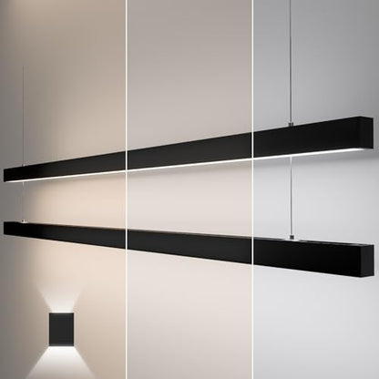 8FT LED Linear Light,100/90/80/70/60W Up and Down Light, 3/4/5000K CCT,ETL - color: Black, size: 8FT2P
