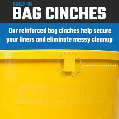 Magnum 44 Gallon Trash Can, High-Vis Yellow, Construction Grade, Heavy Duty Plastic, Jobsite Ready for Handling and Holding Garbage CMTC-C000-44Y05 (5 Pack) - color: Yellow, size: 44 Gallon, style: Can Only