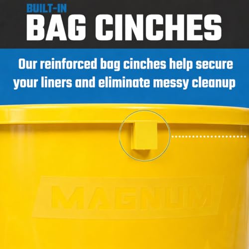 Magnum 44 Gallon Trash Can, High-Vis Yellow, Construction Grade, Heavy Duty Plastic, Jobsite Ready for Handling and Holding Garbage CMTC-C000-44Y05 (5 Pack) - color: Yellow, size: 44 Gallon, style: Can Only
