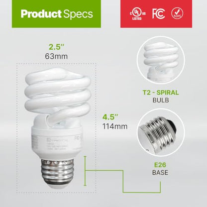 Xtricity Compact Fluorescent Light Bulbs T2 Spiral, E26 Base (4 Pack) - color: 4100k Cool White