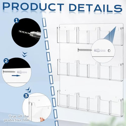 Sherr Acrylic Brochure Holder Wall Mount with Removable Dividers, Wide High Capacity Literature Display Stand for 4''x 9'', 8.5''x11'' Pamphlets, 26.7'' x 30.7'' for High-traffic Lobbies Events - size: 26.7'' x 30.7''