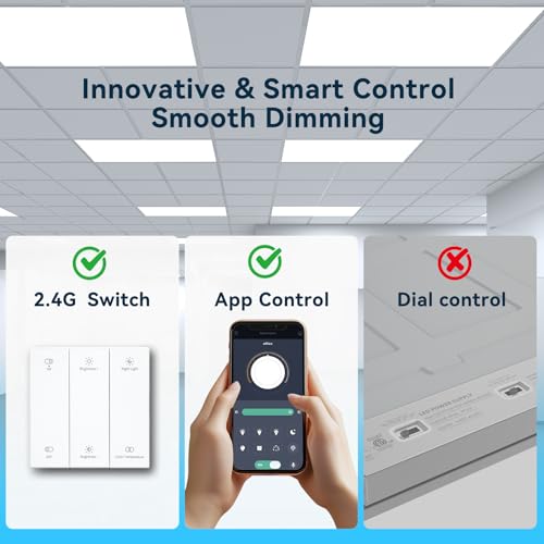 AIKVSXER 2x4 LED Flat Panel Light with App & Wireless Switch Control 2Pack