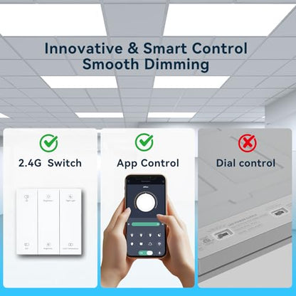 AIKVSXER 2x4 LED Flat Panel Light with App & Wireless Switch Control 2Pack