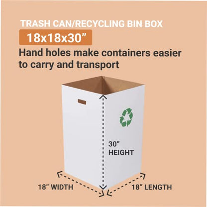 Box USA 40 Gallon 18" L x 18" W x 30" H 10-Pack Cardboard Trash Cans and Recycling Bins, Reusable or Disposable Pop Up Garbage Boxes for Parties, Outdoor Events, Heavy Duty, Recycle - size: 40 Gallon 10-Pk, style: Recycle