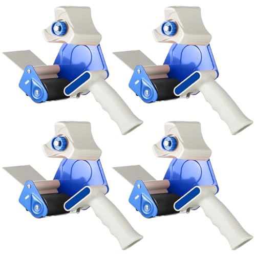WILLBOND 3 Inch Wide Tape Gun, 4 Pack, Blue - color: Blue