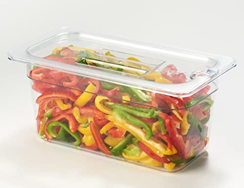 CURTA 6 Pack NSF Notched Food Pan Cover, 1/3 Size Clear Polycarbonate Lid with Handle for Commercial Food Pan, Dishwasher & Freezer Safe Plastic Clear - color: 1/3 Size, size: Handled & Notched Lids