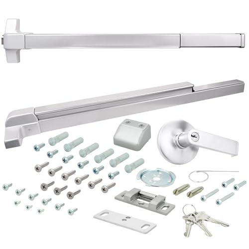 Nuk3y ED-5000 Series Panic Bar Exit Device Grade 1 ADA Certifed, Fit Door Width 30"-36" (Aluminum, Fire Rated Exit Device w/Entry Lever) - size: Fire Rated Exit Device w/Entry Lever