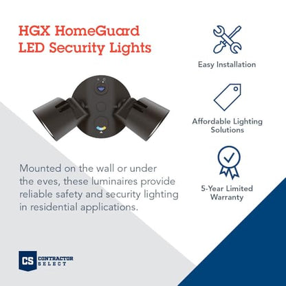 Lithonia Lighting HomeGuard 2-Light LED Outdoor Flood Lights, 3-In-1 CCT - color: Dark Bronze, size: 2-Light, style: 1800-2750 Lumens