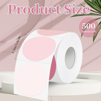 1.5 inch Round Thermal Label,Pink Thermal Sticker Labels,Direct Thermal Printer Label for DIY Logo Design,Thanks Card,500 Labels/1 Roll - color: Pink Gradient, size: 1.5 inch