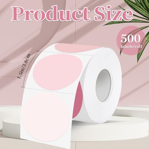 1.5 inch Round Thermal Label,Pink Thermal Sticker Labels,Direct Thermal Printer Label for DIY Logo Design,Thanks Card,500 Labels/1 Roll - color: Pink Gradient, size: 1.5 inch
