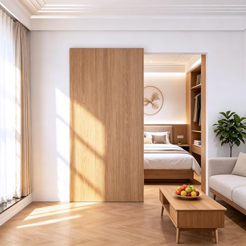Sdstone 34” Concealed Barn Door Hardware Kit with Soft Close Mechanism,Hidden Ghost Barn Door Hardware Kit for Door Opening Width 26" to 30", Wall Mount Aluminum Track (Door not Included) - size: 34IN