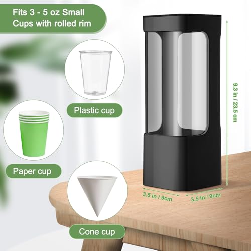 Chengu 2 Pcs Wall Mounted Bathroom Cup Dispenser for 3-5 oz Cups, Black - color: Black