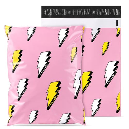 10x13 Inch Poly Mailers, Pink Lightning, 100 Pack Self Sealing - color: Flash Pink