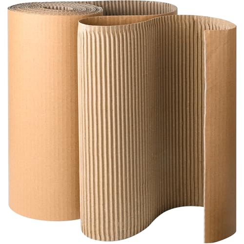 17"x236" Single B Flute Corrugated Cardboard Roll, Brown - color: Brown, size: 17 x236 Inch