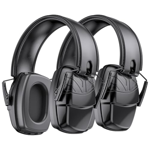 2Pack Ear Protection NRR 35dB Hearing Protection Ear Muffs for Shooting - color: Black, size: 1 Pack