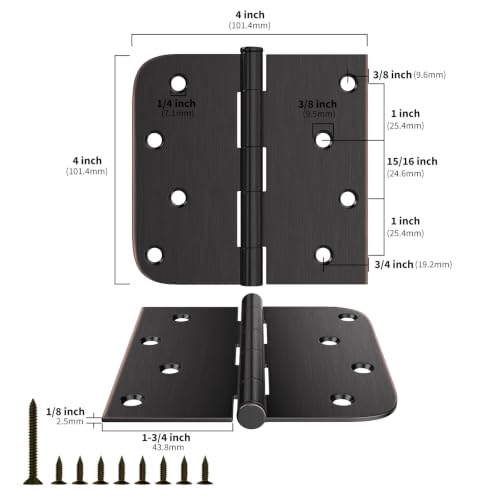 24 Pack Goldenwarm 4 inch Oil Rubbed Bronze Interior Door Hinges 4 x 4 Inch - color: Oil Rubbed Bronze, size: 24 Pack