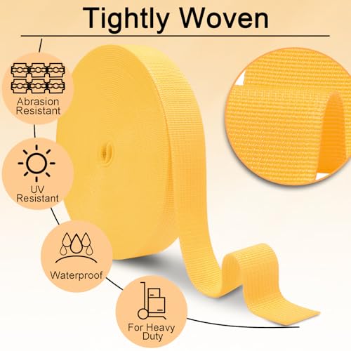 CooBigo 12 Yards Webbing 1 Inch Wide Polypropylene Webbing Strap 1" Webbing Strapping for Bags/Lawn Chair/Pool Solar Cover DIY Crafting