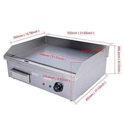 3000W Commercial Flat Top Griddle Countertop Electric Teppanyaki Grill - color: 3000W, 21.6"x13.8"