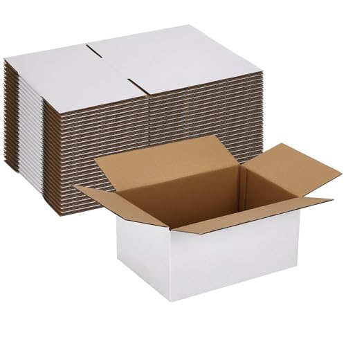 Shipping Boxes 10X7X5 Set of 25, White Corrugated Cardboard Box for Mailing Business Packaging - size: 10X7X5 Inches