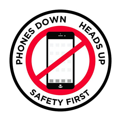 "Phones Down Heads Up" Safety Sign - Laminated Adhesive Floor Signs by Graphical Warehouse (12) - size: 12