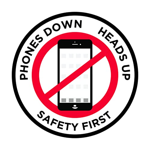 "Phones Down Heads Up" Safety Sign - Laminated Adhesive Floor Signs by Graphical Warehouse (12) - size: 12