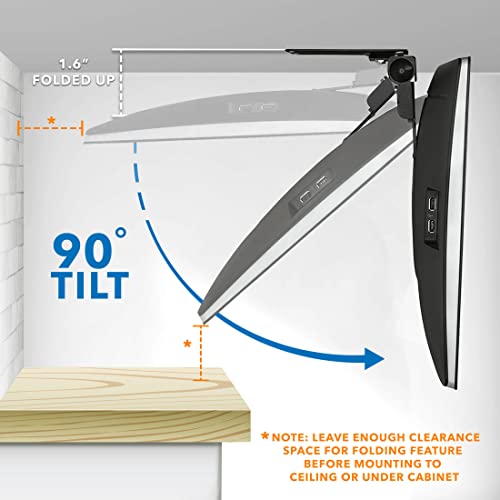 Mount-It! Compact Folding Ceiling TV Mount | Flip Down and Under Cabinet TV Bracket for Small Screens Up to 24 Inches | 90° Tilt and 360° Swivel | VESA 50x50, 75x75, 100x100 | Max 18 lbs