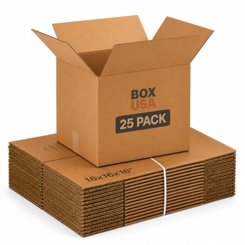 BOX USA Cube Shipping Boxes, 16x16x16" 25-Pk for Shipping & Packing - size: 16x16x16" (25-Pack)